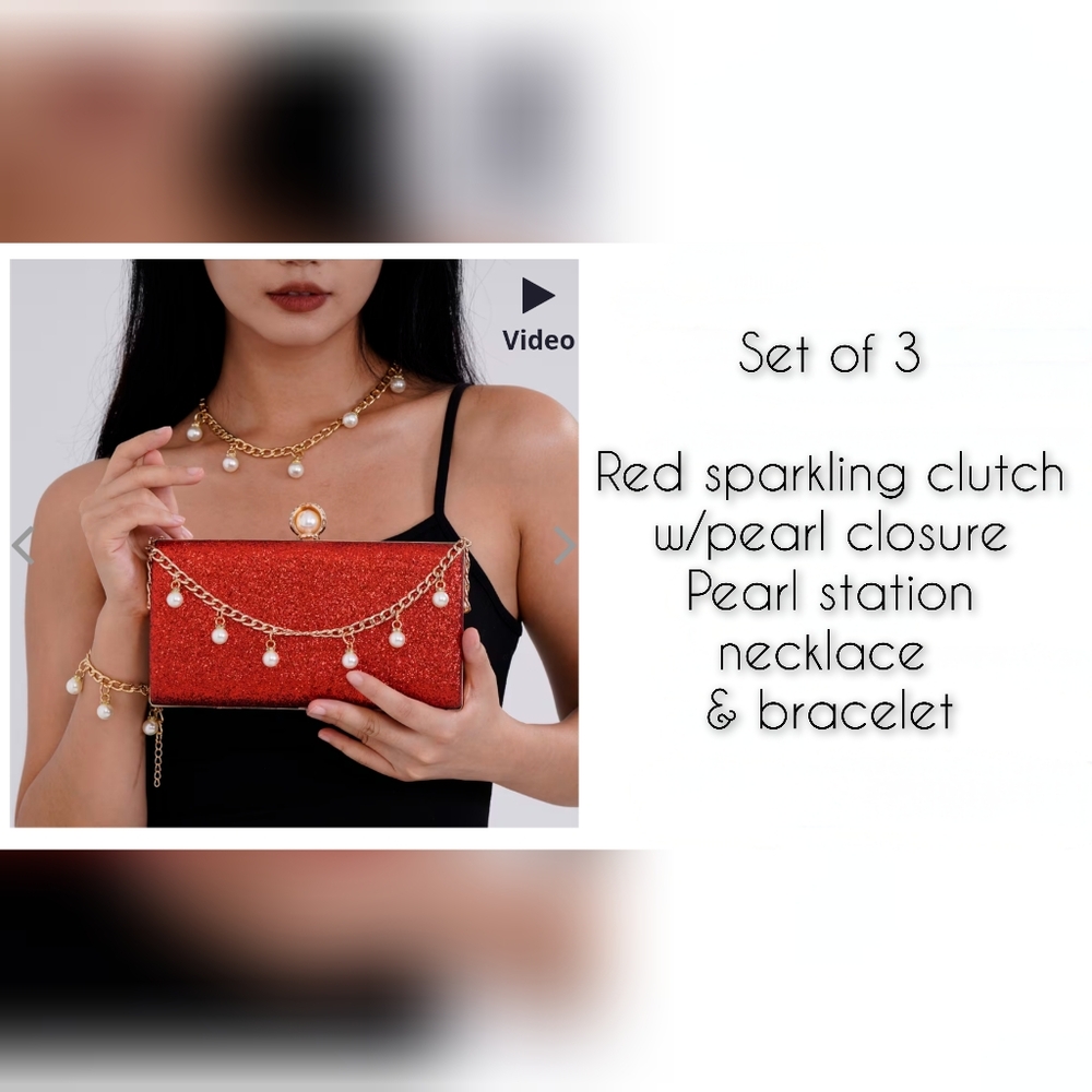 Beautiful sparkling clutch/crossbody with matching necklace & bracelet